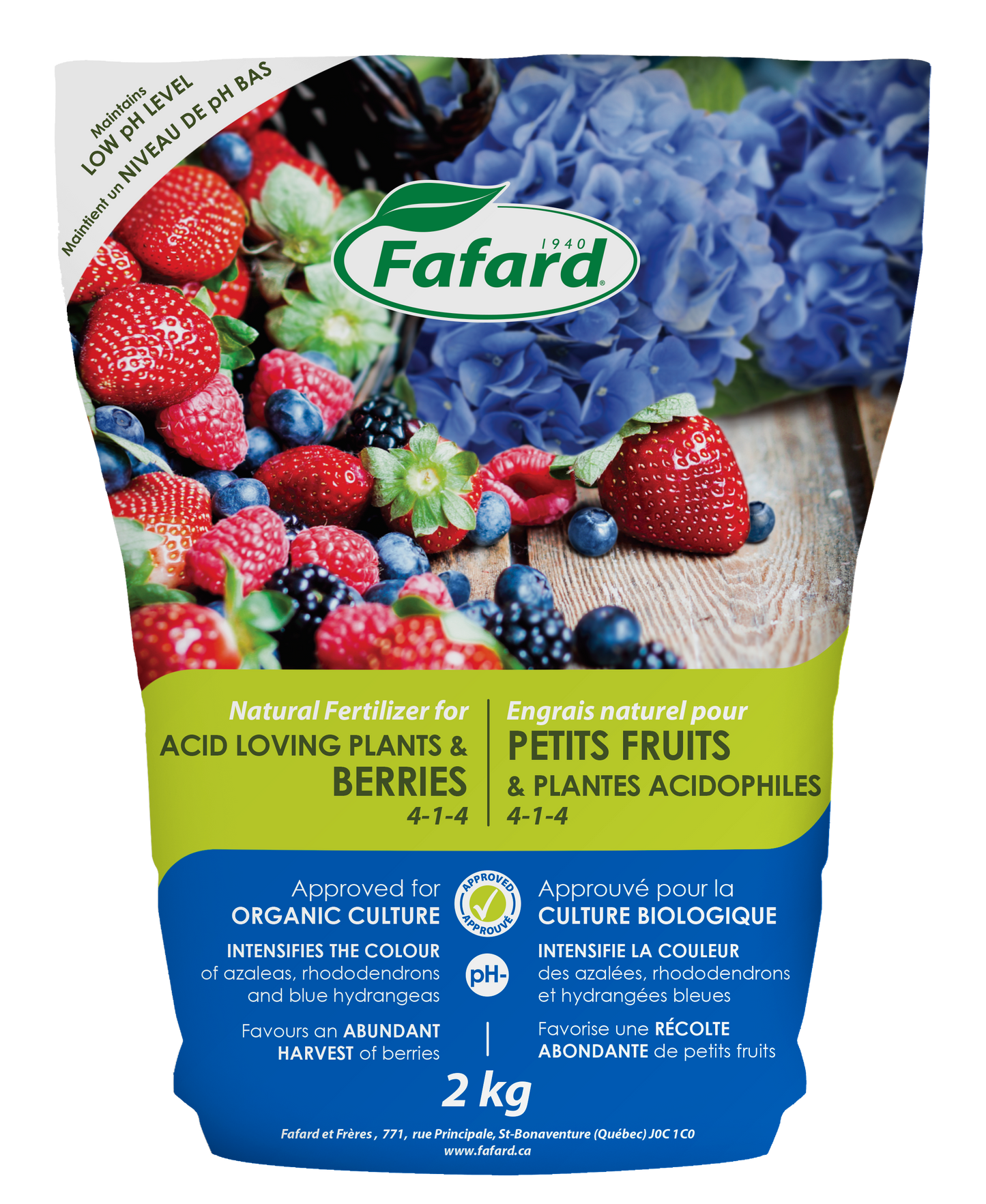 Engrais naturel Petits fruits et plantes acidophiles (4-1-4)
2Kg