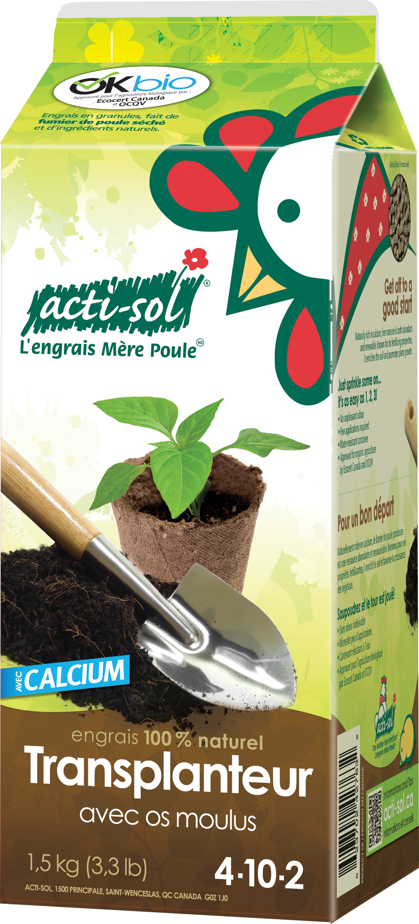 Engrais Transplanteur avec os moulus 4-10-2 1,5 Kg