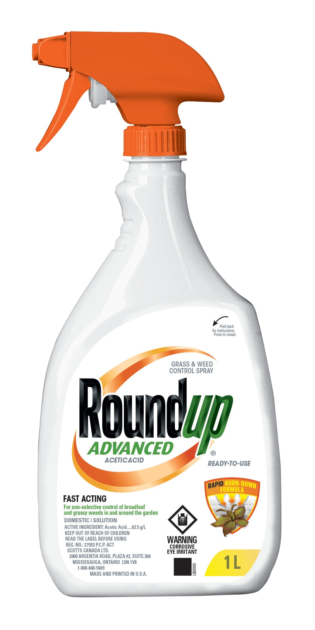Roundup Advanced suppression des mauvaises herbes et des graminées à pulvériser   1L